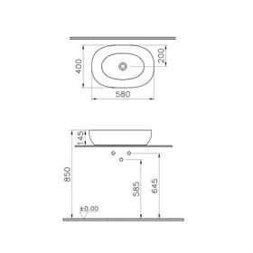 VitrA Outline 5995B476-0016 Mat Taş Gri 60x40 cm Oval Çanak Lavabo