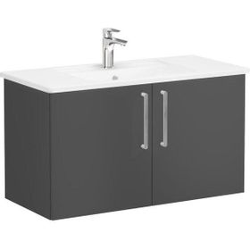VitrA Root Flat 68167 Mat Fırtına Gri 100 CM Kapaklı Lavabo Dolabı