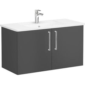 Vitra Root Flat 68167 Mat Fırtına Gri 100 cm Kapaklı Lavabo Dolabı