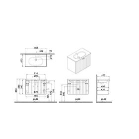 Vitra Root Groove 69289 Mat Beyaz 80 cm Kapaklı Lavabo Dolabı