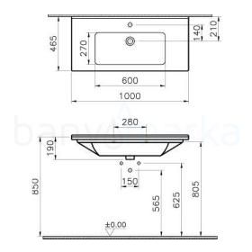 VitrA S50 100 cm Etajerli Lavabo