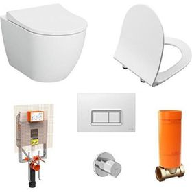 VitrA S60 Kanalsız Asma Klozet + Slim Duroplast Kapak + Gömme Rezervuar Set