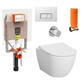 Vitra S60 Rim-Ex Smoothflush Beyaz Kanalsız Asma Klozet Gömme Rezervuar Tam Set