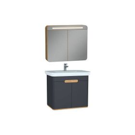 VitrA Sento 60809 60896 80 cm Antrasit Aynalı Kapaklı Banyo Dolabı Seti