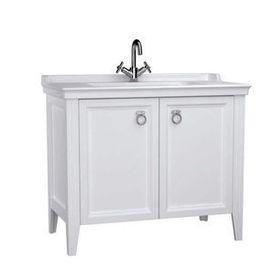 Vitra Valarte 62156 Mat Beyaz 100 cm Kapaklı Etajerli Lavabolu Tek Armatür Delikli Lavabo Dolabı
