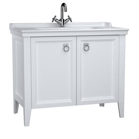 Vitra Valarte 62156 Mat Beyaz 100 cm Kapaklı Etajerli Lavabolu Tek Armatür Delikli Lavabo Dolabı