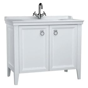 Vitra Valarte 62156 Mat Beyaz 100 cm Kapaklı Etajerli Lavabolu Tek Armatür Delikli Lavabo Dolabı