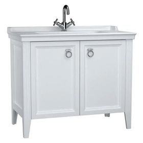Vitra Valarte 62156 Mat Beyaz 100 cm Kapaklı Etajerli Lavabolu Tek Armatür Delikli Lavabo Dolabı