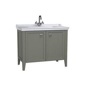Vitra Valarte 62157 Mat Gri 100 cm Kapaklı Etajerli Lavabolu Tek Armatür Delikli Lavabo Dolabı