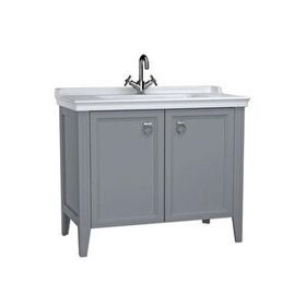 Vitra Valarte 62157 Mat Gri 100 cm Kapaklı Etajerli Lavabolu Tek Armatür Delikli Lavabo Dolabı