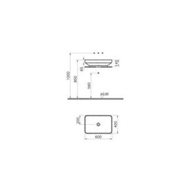 Vitra Water Jewels 4442B403-1361 Dikdörtgen Clean 60 cm Beyaz Tezgah Üstü Lavabo