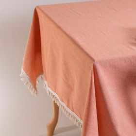 Vivamaison Turuncu Renkli Pamuk Ponponlu 150x280 cm Masa Örtüsü