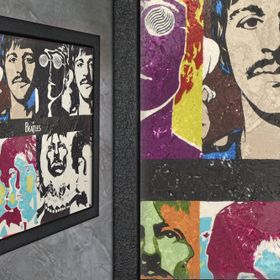 Vivense Beatles Yağlı Boya Dokulu Ahşap Tablo
