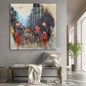 Vivense Ben Şehir Yağlı Boya Dokulu Ahşap Tablo