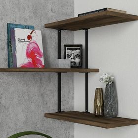 Vivense Ceviz Frisbi Köşe Duvar Rafı