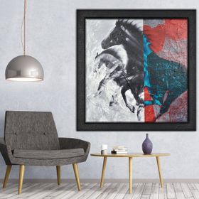 Vivense Çizgi At Yağlı Boya Dokulu Ahşap Tablo