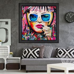 Vivense Derin Mavi Yağlı Boya Dokulu Ahşap Tablo