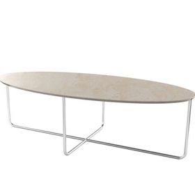 Vivense Elips Metal Ayak Bej Mermer Tabla Orta Sehpa