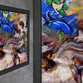 Vivense Graffiti Yağlı Boya Dokulu Ahşap Tablo