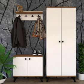 Vivense HI3-113 Beyaz Berna Vestiyer Portmanto Takımı