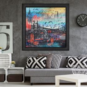 Vivense İstanbul Yağlı Boya Dokulu Ahşap Tablo