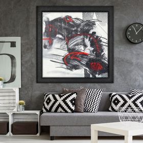 Vivense Kirmizi At Yağlı Boya Dokulu Ahşap Tablo