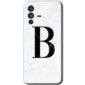 Vivo V23 5G Beyaz Mermer Desenli B Harfi Baskılı Uyumlu Silikon Kılıf