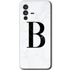 Vivo V23 5G Beyaz Mermer Desenli B Harfi Baskılı Uyumlu Silikon Kılıf