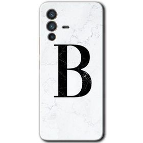 Vivo V23 5G Beyaz Mermer Desenli B Harfi Baskılı Uyumlu Silikon Kılıf