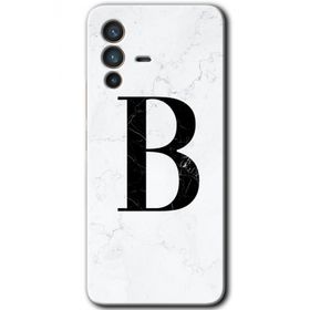 Vivo V23 5G Beyaz Mermer Desenli B Harfi Baskılı Uyumlu Silikon Kılıf