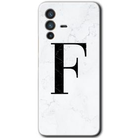 Vivo V23 5G Beyaz Mermer Desenli F Harfi Baskılı Uyumlu Silikon Kılıf