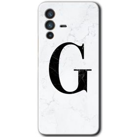 Vivo V23 5G Beyaz Mermer Desenli G Harfi Baskılı Uyumlu Silikon Kılıf