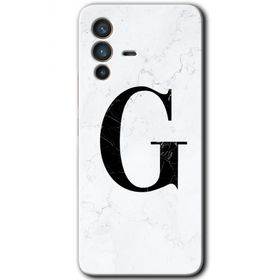 Vivo V23 5G Beyaz Mermer Desenli G Harfi Baskılı Uyumlu Silikon Kılıf