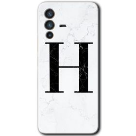 Vivo V23 5G Beyaz Mermer Desenli H Harfi Baskılı Uyumlu Silikon Kılıf