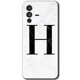 Vivo V23 5G Beyaz Mermer Desenli H Harfi Baskılı Uyumlu Silikon Kılıf