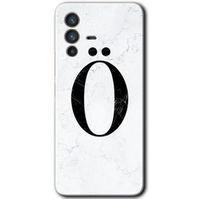 Vivo V23 5G Beyaz Mermer Desenli O Harfi Baskılı Uyumlu Silikon Kılıf