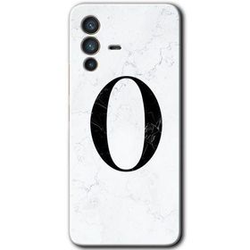 Vivo V23 5G Beyaz Mermer Desenli O Harfi Baskılı Uyumlu Silikon Kılıf