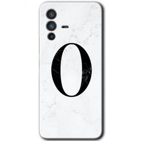 Vivo V23 5G Beyaz Mermer Desenli O Harfi Baskılı Uyumlu Silikon Kılıf