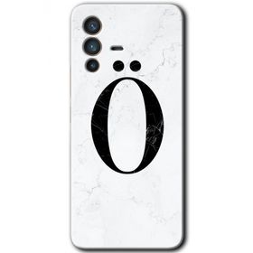 Vivo V23 5G Beyaz Mermer Desenli O Harfi Baskılı Uyumlu Silikon Kılıf