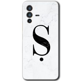 Vivo V23 5G Beyaz Mermer Desenli S Harfi Baskılı Uyumlu Silikon Kılıf