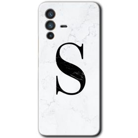 Vivo V23 5G Beyaz Mermer Desenli S Harfi Baskılı Uyumlu Silikon Kılıf