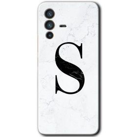 Vivo V23 5G Beyaz Mermer Desenli S Harfi Baskılı Uyumlu Silikon Kılıf