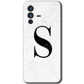 Vivo V23 5G Beyaz Mermer Desenli S Harfi Baskılı Uyumlu Silikon Kılıf