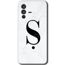 Vivo V23 5G Beyaz Mermer Desenli S Harfi Baskılı Uyumlu Silikon Kılıf