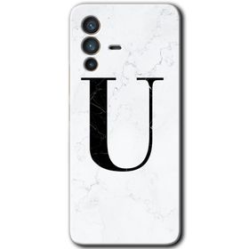 Vivo V23 5G Beyaz Mermer Desenli U Harfi Baskılı Uyumlu Silikon Kılıf