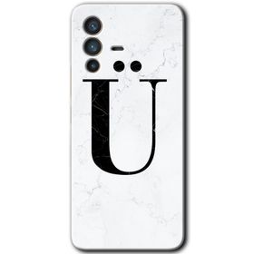 Vivo V23 5G Beyaz Mermer Desenli U Harfi Baskılı Uyumlu Silikon Kılıf