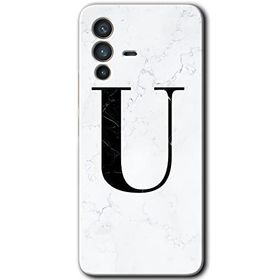 Vivo V23 5G Beyaz Mermer Desenli U Harfi Baskılı Uyumlu Silikon Kılıf