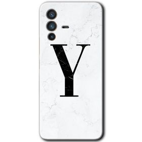 Vivo V23 5G Beyaz Mermer Desenli U Harfi Baskılı Uyumlu Silikon Kılıf