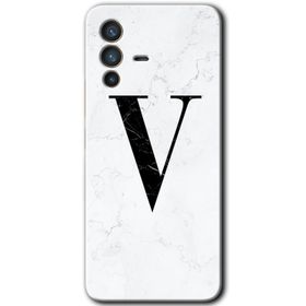 Vivo V23 5G Beyaz Mermer Desenli U Harfi Baskılı Uyumlu Silikon Kılıf