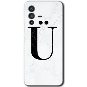 Vivo V23 5G Beyaz Mermer Desenli U Harfi Baskılı Uyumlu Silikon Kılıf